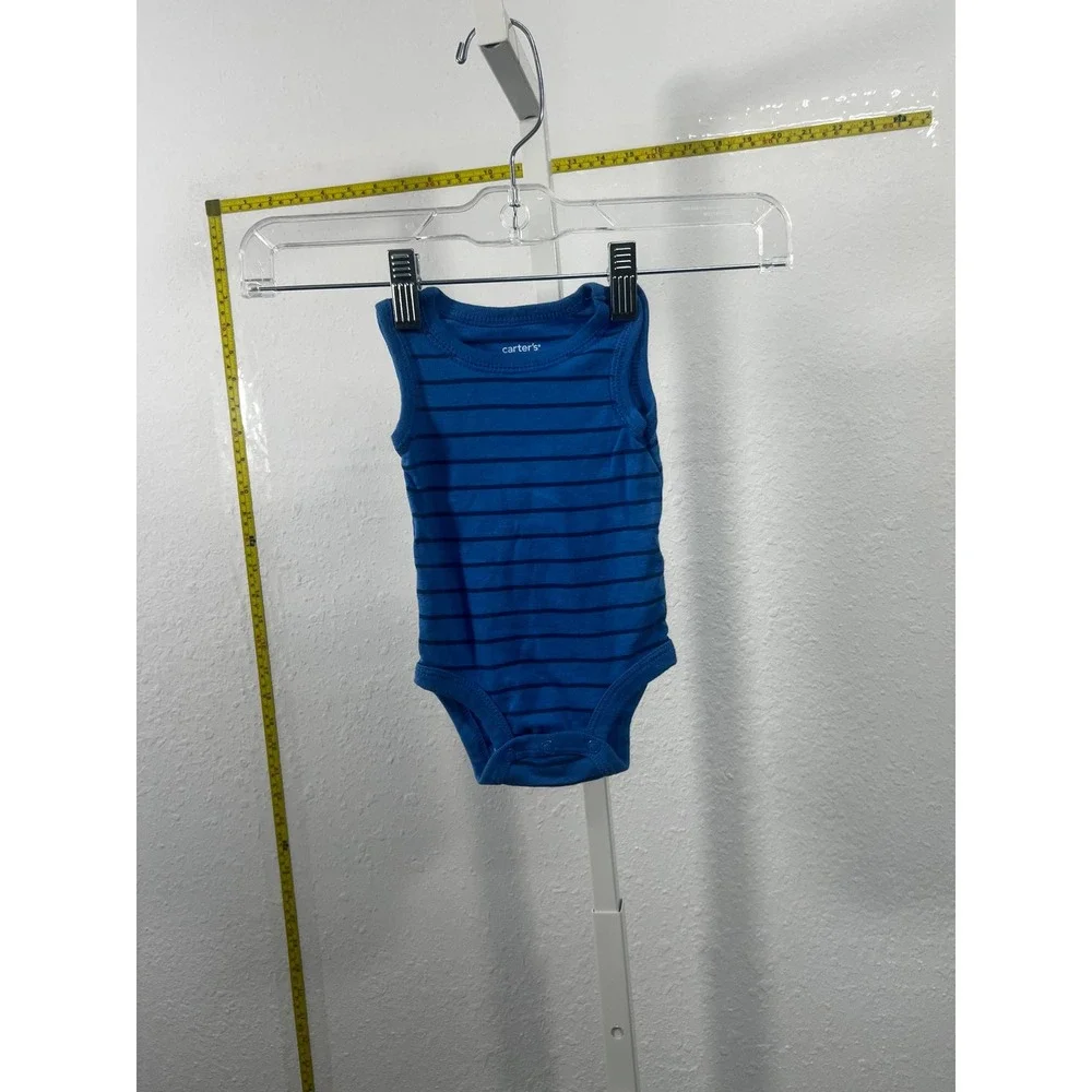 Carters Baby Boy‎ Blue Striped Sleeveless Bodysuit 3 Months One Piece Tank Top